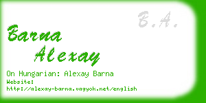 barna alexay business card